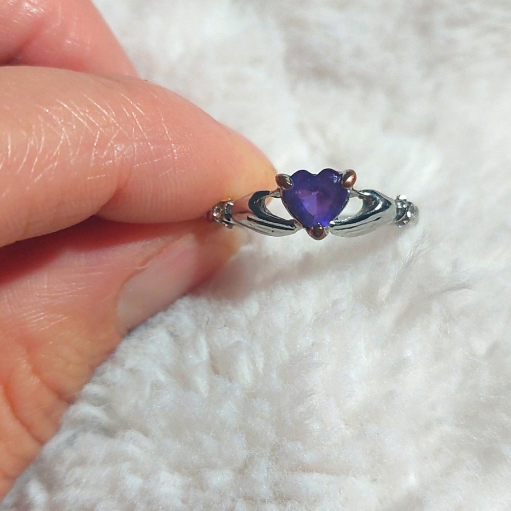 Amethyst heart shaped  ring size 10